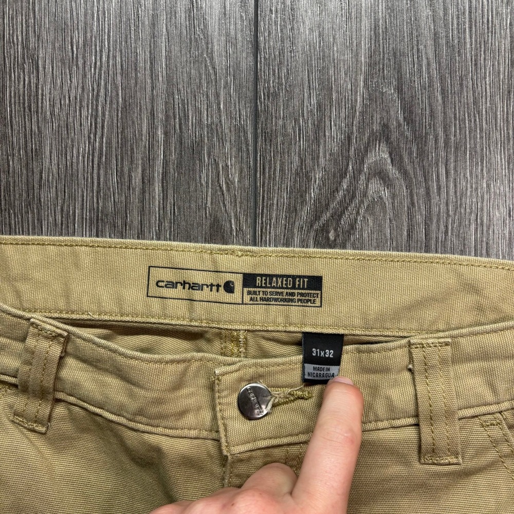 Carhartt Relaxed Fit 31x32 Canvas Work Pants Tan Khaki Mens Utility Carpenter - Picture 5 of 8